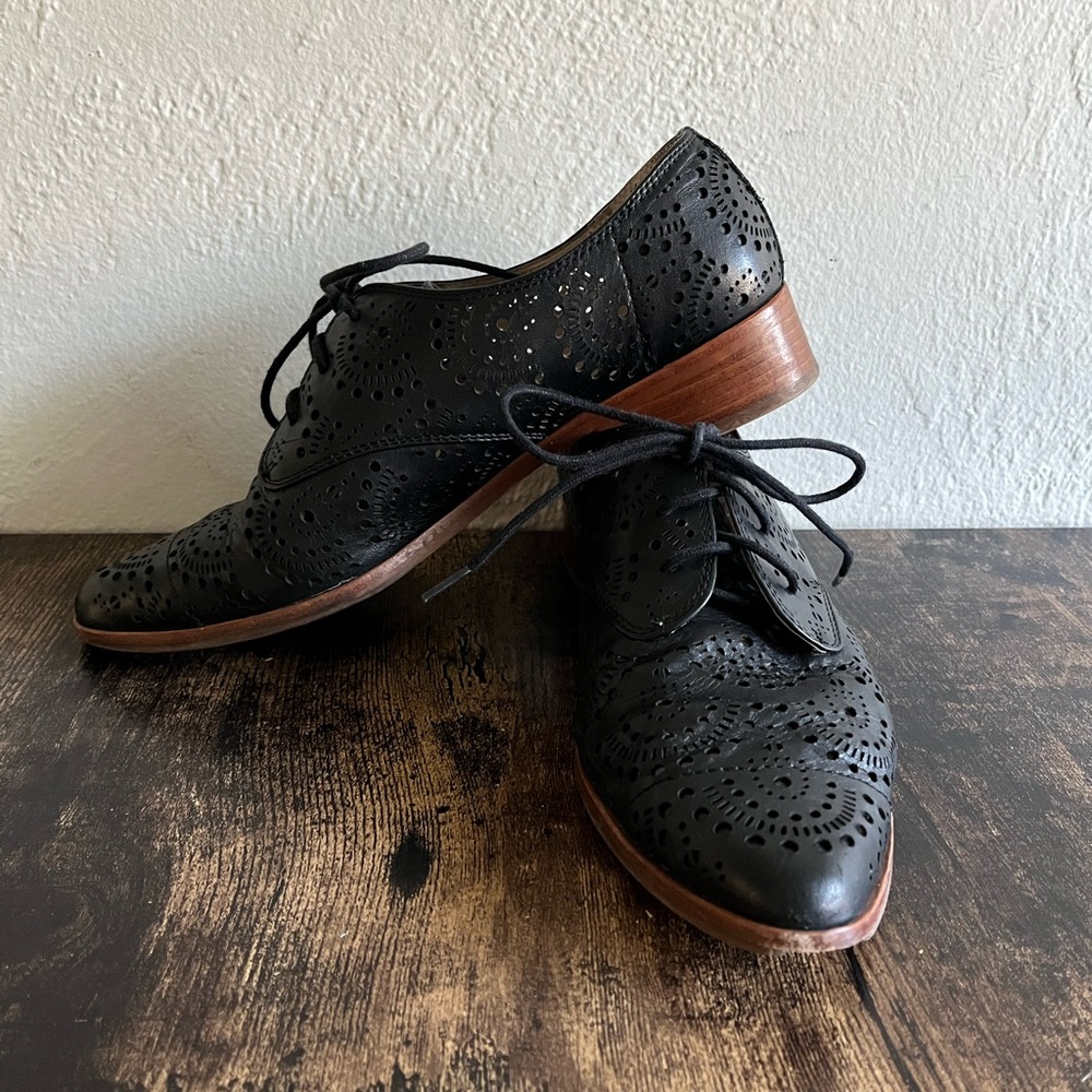 Louise et Cie Black Perforated Leather Flats
